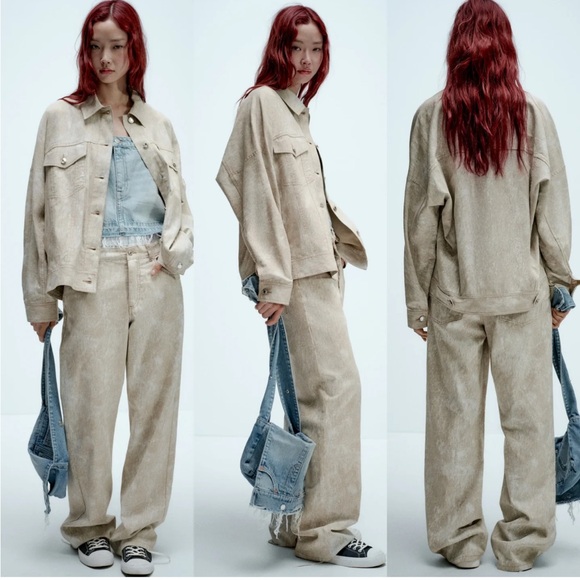 Zara Jackets & Blazers - NWT Zara Printed oversized linen blend jacket
